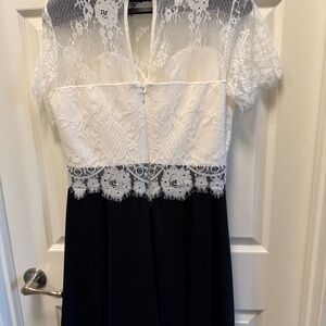 Black & White Lace Bodice Midi Dress